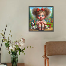 Load image into Gallery viewer, Dog And Girl In The Garden 30*30CM (canvas) Full Round Drill Diamond Painting
