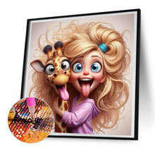 Load image into Gallery viewer, Funny Giraffe And Girl 30*30CM (canvas) Full Round Drill Diamond Painting
