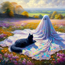 Load image into Gallery viewer, Flowers Black Cat Little Ghost 30*30CM (canvas) Full Square Drill Diamond Painting
