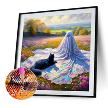 Load image into Gallery viewer, Flowers Black Cat Little Ghost 30*30CM (canvas) Full Square Drill Diamond Painting
