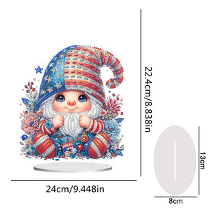 US Flag Gnome Desktop Diamond Painting Art Kits DIY Rhinestones Ornaments