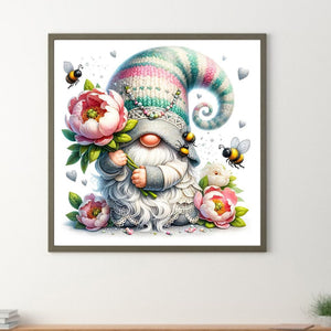 Flowers And Gnomes 30*30CM (canvas) Full Round Drill Diamond Painting