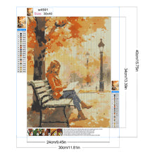 Load image into Gallery viewer, Girl Reading A Book Under The Autumn Tree 30*40CM (canvas) Full Round Drill Diamond Painting
