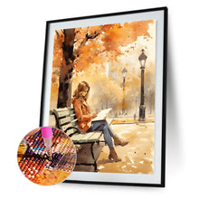 Load image into Gallery viewer, Girl Reading A Book Under The Autumn Tree 30*40CM (canvas) Full Round Drill Diamond Painting
