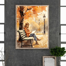 Load image into Gallery viewer, Girl Reading A Book Under The Autumn Tree 30*40CM (canvas) Full Round Drill Diamond Painting
