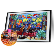 Load image into Gallery viewer, Cat Looking At Fish Tank 40*60CM (canvas) Full Round Drill Diamond Painting
