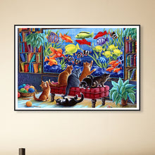 Load image into Gallery viewer, Cat Looking At Fish Tank 40*60CM (canvas) Full Round Drill Diamond Painting
