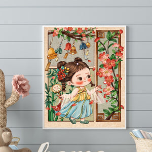 Ancient Cartoon Girl 40*50CM (canvas) Full Round Drill Diamond Painting