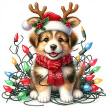 Load image into Gallery viewer, Santa Hat Puppy 30*30CM (canvas) Full Round Drill Diamond Painting
