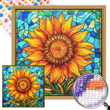 Load image into Gallery viewer, Sunflower Glass Painting 40*40CM (canvas) Full AB Round Drill Diamond Painting
