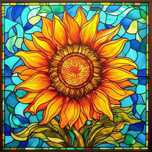 Load image into Gallery viewer, Sunflower Glass Painting 40*40CM (canvas) Full AB Round Drill Diamond Painting
