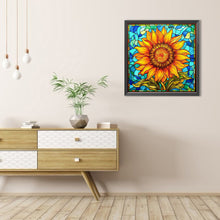 Load image into Gallery viewer, Sunflower Glass Painting 40*40CM (canvas) Full AB Round Drill Diamond Painting
