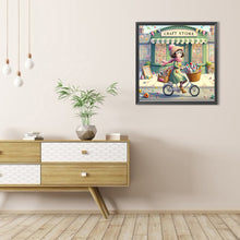 Load image into Gallery viewer, Girl Riding A Bicycle In Winter 40*40CM (canvas) Full AB Round Drill Diamond Painting
