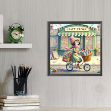 Load image into Gallery viewer, Girl Riding A Bicycle In Winter 40*40CM (canvas) Full AB Round Drill Diamond Painting
