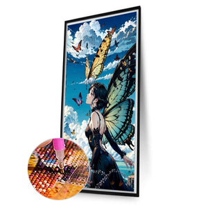 Butterfly Girl 40*70CM (canvas) Full AB Round Drill Diamond Painting