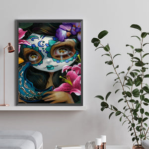 Day Of The Dead Big Eyes Girl 30*40CM (canvas) Full Round Drill Diamond Painting