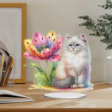 Load image into Gallery viewer, Acrylic Special Shaped Flower Cat Diamond Painting Desktop Decorations for Home
