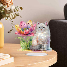 Load image into Gallery viewer, Acrylic Special Shaped Flower Cat Diamond Painting Desktop Decorations for Home
