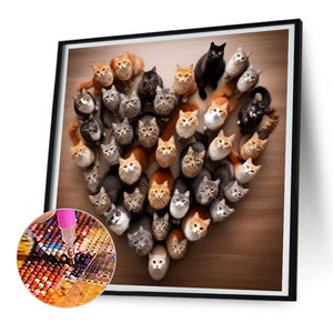 Love Cat 30*30CM (canvas) Full Round Drill Diamond Painting