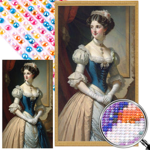 Retro Girl Portrait 40*70CM (canvas) Full AB Round Drill Diamond Painting