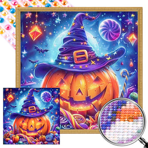 Halloween Pumpkins And Candies 40*40CM (canvas) Full AB Round Drill Diamond Painting