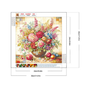 Colorful Flowers In A Vase 30*30CM (canvas) Partial Special-Shaped Drill Diamond Painting