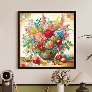 Colorful Flowers In A Vase 30*30CM (canvas) Partial Special-Shaped Drill Diamond Painting