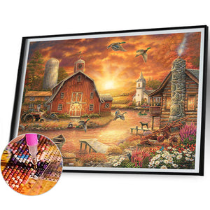 Rural House 40*30CM (canvas) Full Square Drill Diamond Painting