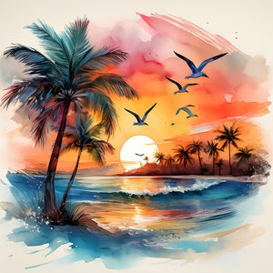 Coconut Beach 30*30CM (canvas) Full Round Drill Diamond Painting