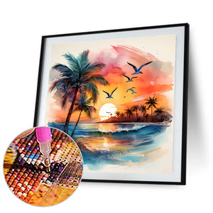 Coconut Beach 30*30CM (canvas) Full Round Drill Diamond Painting
