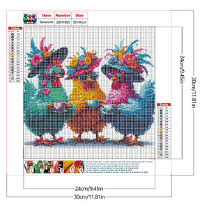Funny Chicken Animal 30*30CM (canvas) Full Round Drill Diamond Painting