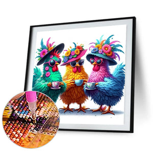 Funny Chicken Animal 30*30CM (canvas) Full Round Drill Diamond Painting