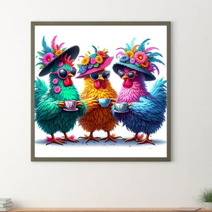 Funny Chicken Animal 30*30CM (canvas) Full Round Drill Diamond Painting