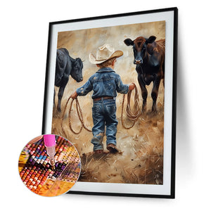 Cowboy Kid 30*40CM (canvas) Full Round Drill Diamond Painting