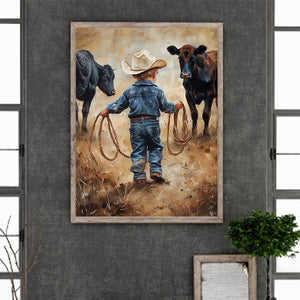 Cowboy Kid 30*40CM (canvas) Full Round Drill Diamond Painting
