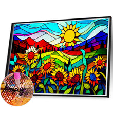 Load image into Gallery viewer, Stained Glass Sunflower Yamada 60*40CM (canvas) Full Round Drill Diamond Painting
