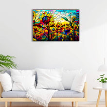 Load image into Gallery viewer, Stained Glass Sunflower Field 60*40CM (canvas) Full Round Drill Diamond Painting
