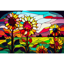 Load image into Gallery viewer, Stained Glass Roadside Sunflowers 60*40CM (canvas) Full Round Drill Diamond Painting
