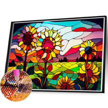 Load image into Gallery viewer, Stained Glass Roadside Sunflowers 60*40CM (canvas) Full Round Drill Diamond Painting
