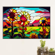 Load image into Gallery viewer, Stained Glass Roadside Sunflowers 60*40CM (canvas) Full Round Drill Diamond Painting
