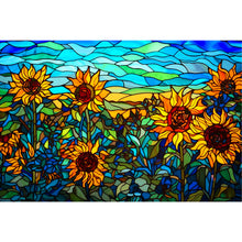 Load image into Gallery viewer, Stained Glass Sunflower Bush 60*40CM (canvas) Full Round Drill Diamond Painting
