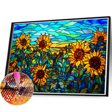 Load image into Gallery viewer, Stained Glass Sunflower Bush 60*40CM (canvas) Full Round Drill Diamond Painting
