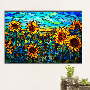 Stained Glass Sunflower Bush 60*40CM (canvas) Full Round Drill Diamond Painting