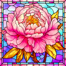 Load image into Gallery viewer, Stained Glass Peony 40*40CM (canvas) Full Round Drill Diamond Painting
