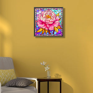 Stained Glass Peony 40*40CM (canvas) Full Round Drill Diamond Painting