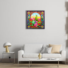 Load image into Gallery viewer, Stained Glass Cactus 40*40CM (canvas) Full Round Drill Diamond Painting
