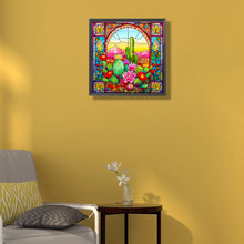 Load image into Gallery viewer, Stained Glass Cactus 40*40CM (canvas) Full Round Drill Diamond Painting
