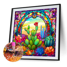 Load image into Gallery viewer, Stained Glass Cactus 40*40CM (canvas) Full Round Drill Diamond Painting
