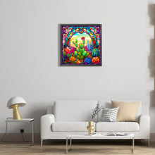 Load image into Gallery viewer, Stained Glass Cactus 40*40CM (canvas) Full Round Drill Diamond Painting
