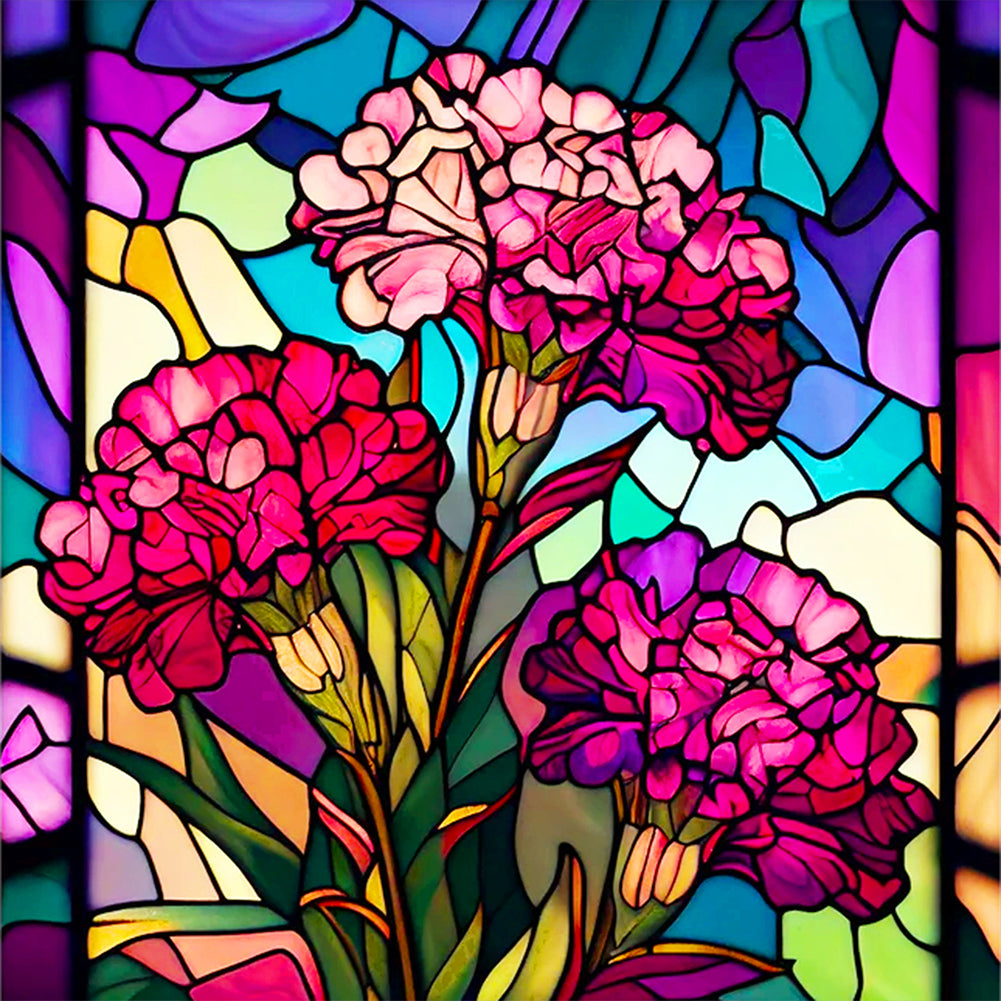 Stained Glass Celosia 40*40CM (canvas) Full Round Drill Diamond Painting